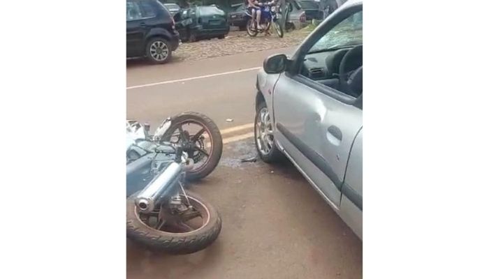 Quedas do Iguaçu - Colisão entre carro e moto é registrada na PR-484 